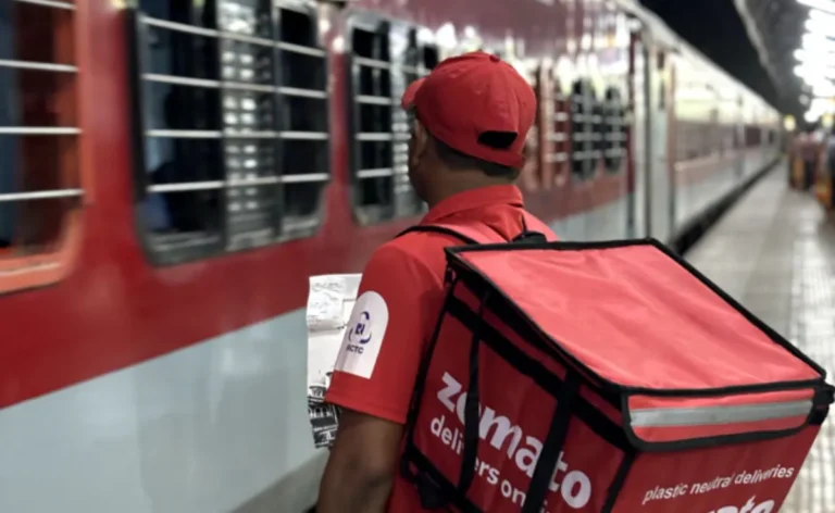 Zomato food delivery in train.